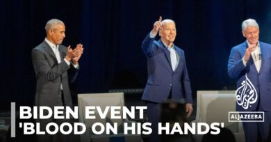 ‘Blood on his hands’: Palestine supporters gatecrash Biden event