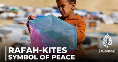 Hundreds of Palestinian children fly kites in Rafah as a symbol of peace in a time of war