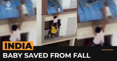 Baby rescued from apartment roof’s edge in India | #AJshorts