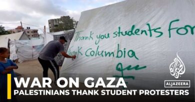 Displaced Palestinians in Gaza thank student protesters