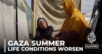 Displaced Palestinians living in makeshift tents struggle as weather gets warmer