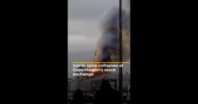 Iconic spire collapses at Copenhagen’s stock exchange | AJ #shorts