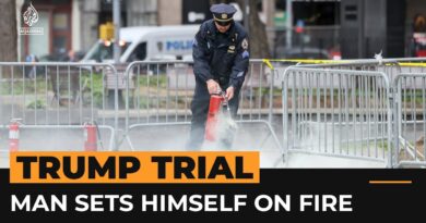 Man sets himself on fire outside Trump trial courthouse | AJ #Shorts