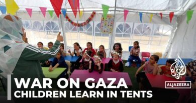 War on Gaza: Palestinian children continue their education at a makeshift kindergarten