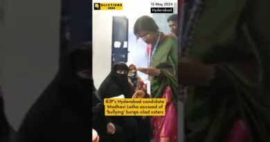 BJP’s Hyderabad Candidate Madhavi Latha Allegedly Demanded ID cards of Burqa-clad voters #shorts