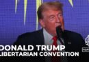Former US President Trump heckled during Libertarian convention speech