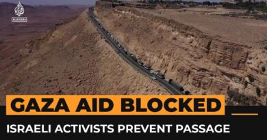 Israeli activists block Gaza-bound aid trucks on desert highway | AJ #Shorts