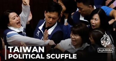 Taiwan reform dispute: Scuffles break out in parliament