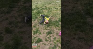 Toddler Tries to Copy Uncle’s Flip #shorts