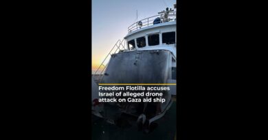 Freedom Flotilla accuses Israel of alleged drone attack on Gaza aid ship | AJ #shorts