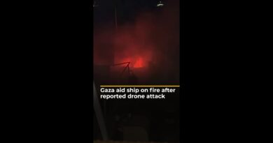 Gaza aid ship on fire after reported drone attack | AJ #shorts