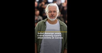 Julian Assange’s t-shirt tribute to Gaza victims at Cannes Festival | AJ #shorts