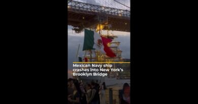 Mexican Navy sailing ship crashes into Brooklyn Bridge in New York | AJ#shorts