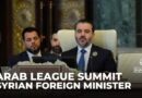 Syrian Foreign Minister Asaad al-Shabana is speaking at the Arab League summit in Baghdad