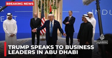Trump is now speaking at a meeting of business leaders in Abu Dhabi