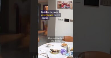 Hungry boy in China undeterred by quake
