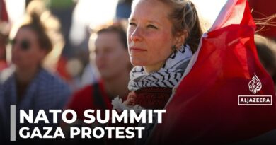 NATO summit demonstration: Protesters accuse alliance of being complicit in Gaza