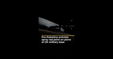 Pro-Palestine activists spray red paint on military plane at UK airbase | AJ#shorts