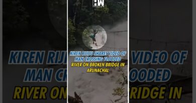#Shorts | Kiren Rijiju Shares Video of Man Crossing Flooded River on Broken Bridge in Arunachal