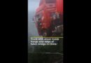 Truck with driver inside hangs over edge of fallen bridge in China | AJ #shorts