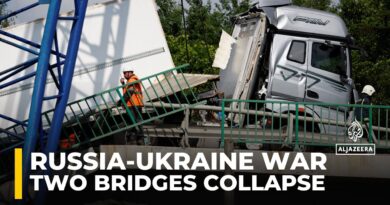 Two bridges collapsed on a train in western Russia’s Bryansk region