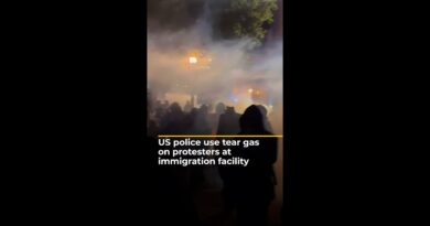 US police use tear gas on protesters at immigration facility | AJ#shorts