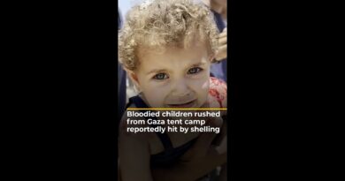 Bloodied children rushed from Gaza tent camp reportedly hit by shelling | AJ #shorts