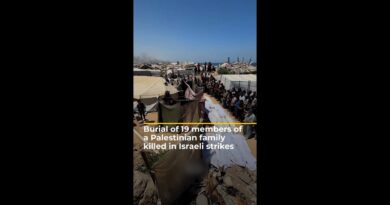 Burial of 19 members of a Palestinian family killed in Israeli strikes | AJ #shorts