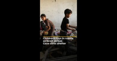Children’s toys in rubble as Israel strikes Gaza clinic shelter | #ajshorts
