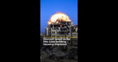 Moment Israeli strike hits Gaza building housing displaced | AJ #shorts