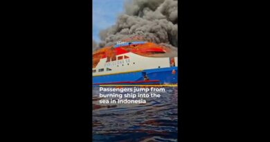 Passengers jump from burning ship into the sea in Indonesia | AJ #shorts