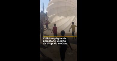 Children in Gaza play games with aid drop parachute | AJ #shorts