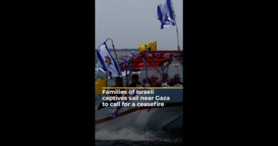 Families of Israeli captives sail near Gaza to call for a ceasefire | AJ #shorts