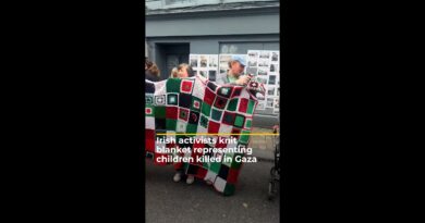 Irish activists knit blanket representing children killed in Gaza