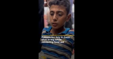 Palestinian boy in Gaza shot in leg while retrieving food aid | AJ #shorts