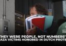 Protesters read Gaza names outside Israeli embassy in the Hague as Netherlands rebukes Israel
