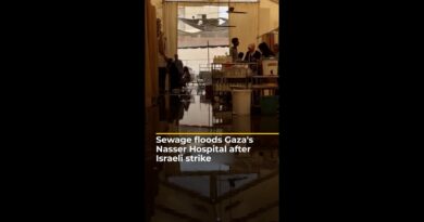 Sewage floods Gaza’s Nasser Hospital after Israeli strike | AJ #shorts