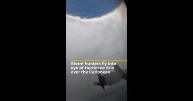 Storm hunters fly into eye of Hurricane Erin over the Caribbean | AJ #shorts