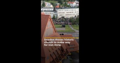 Sweden slowly wheels 113-year-old church across town | AJ # shorts