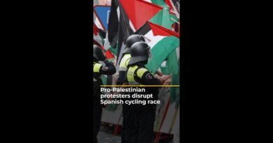 Pro-Palestinian protesters disrupt Spanish cycling race | AJ #shorts