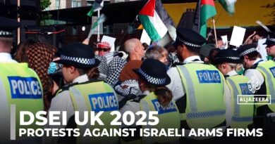 Protests erupt at London arms fair over hosting Israeli firms supplying Gaza war
