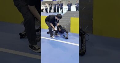 Robot falls flat during obstacle course!
