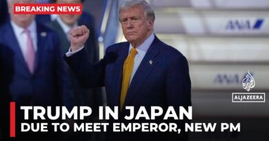 US President Trump has landed in Japan, due to meet emperor and new prime minister