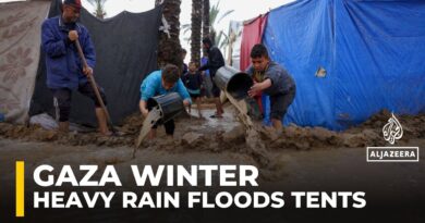 Displaced Palestinian families suffer as heavy rains flood Gaza tent camps