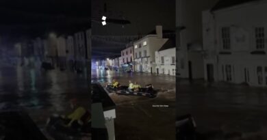 Floodwaters submerge buildings in Wales after Storm Claudia | AJ #shorts