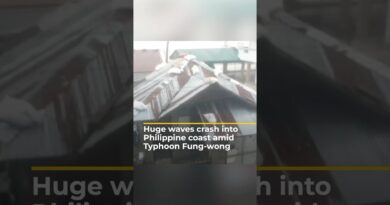 Huge waves crash into Philippine coast amid Typhoon Fung-wong | AJ #shorts
