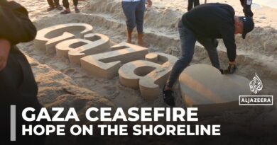 Palestinian sculptors create art on Gaza beach sand to escape Israel’s war