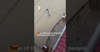 Typhoon floods wash away cars and shipping containers in Philippines | AJ #shorts