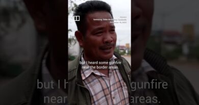 Cambodian residents flee border town