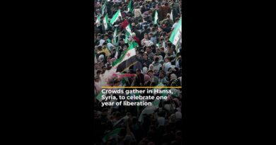 Crowds gather in Hama, Syria, to celebrate one year of liberation | AJ #shorts